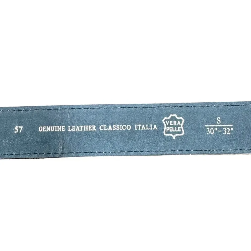 Boho Artisan Floral Buckle Black Distressed Leather Belt Small Western Cottage - Picture 5 of 5